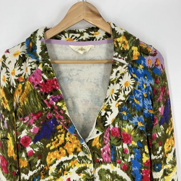 HWR Anthropologie Cardigan Sweater Size Medium Blazer Knit Floral Artsy Bloom - Picture 2 of 8